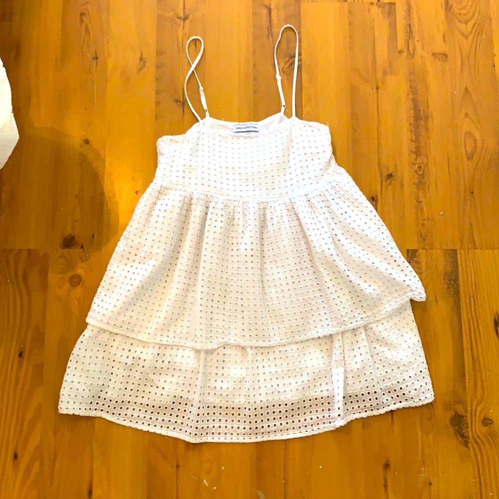Urban Outfitters White Eyelet Babydoll Mini Dress